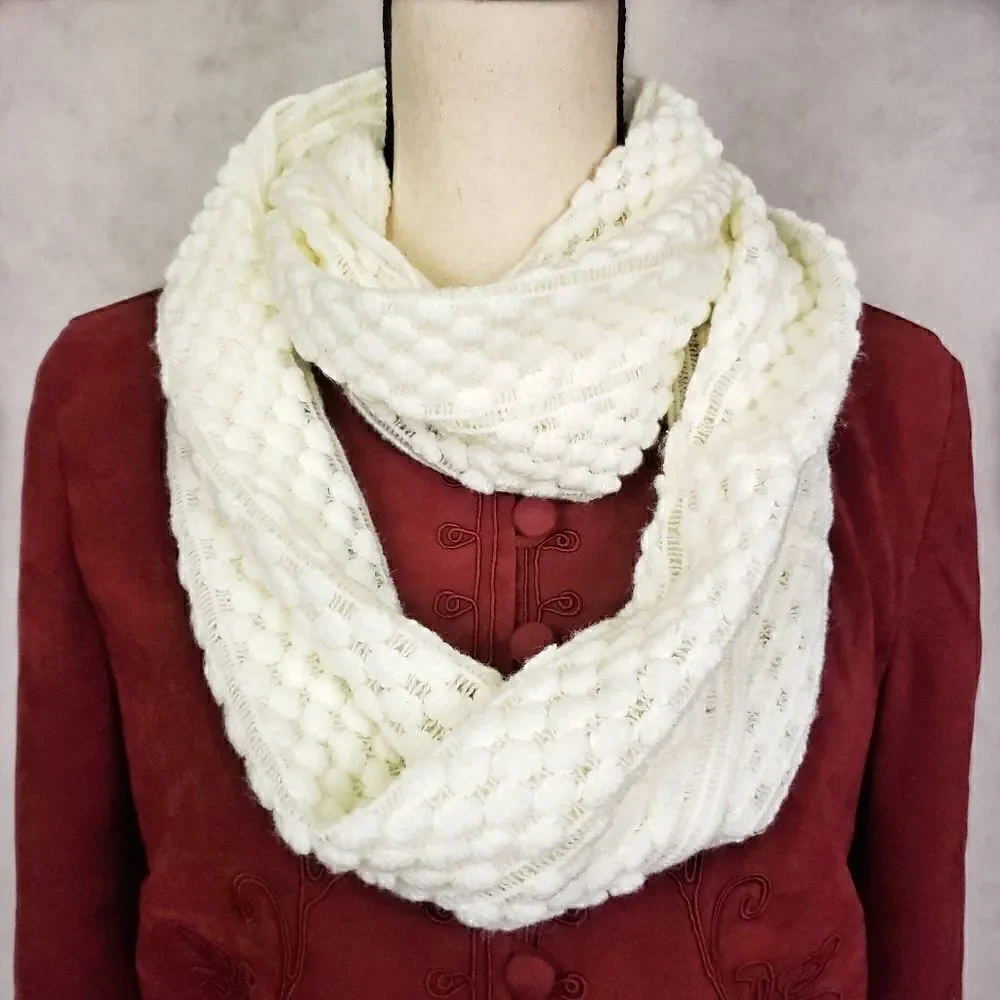 Francesca's ivory knit wide infinity loop scarf